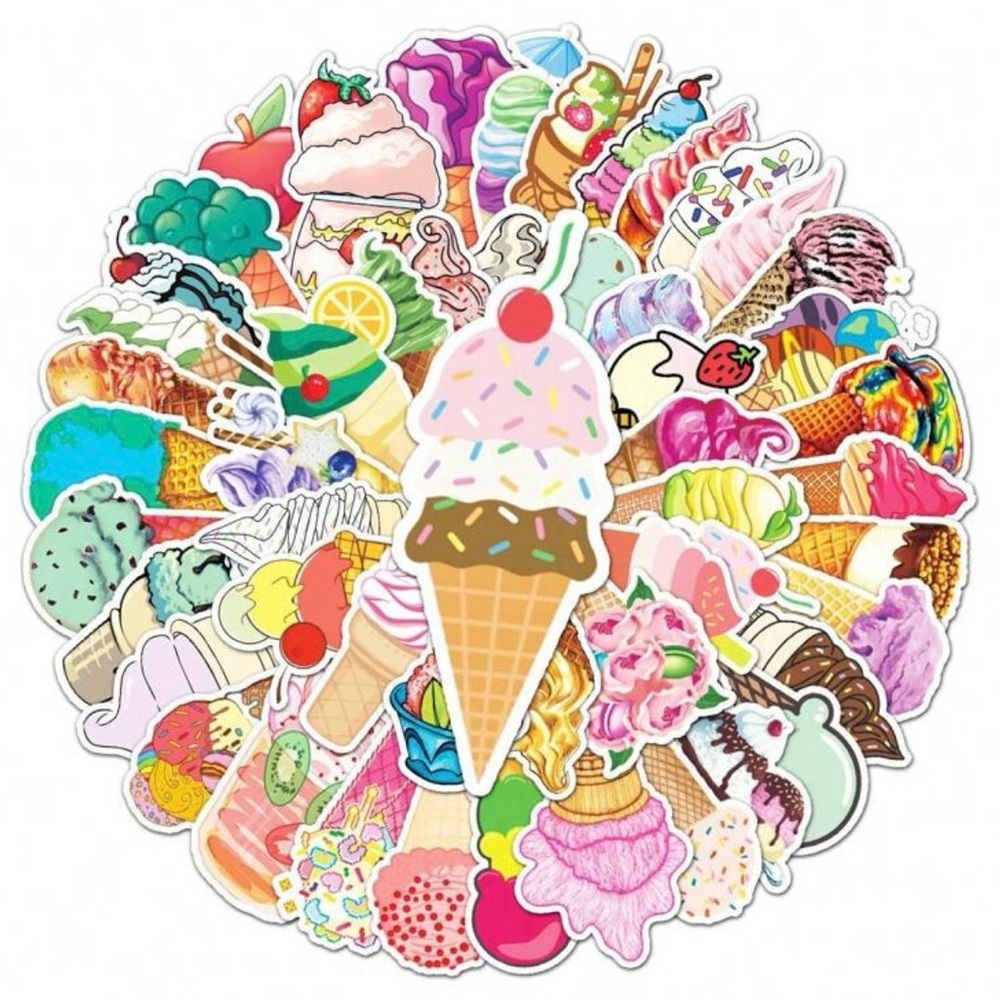 50 Ice Cream Stickers Sweet Treats Party Favors